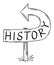 History Arrow Sign Bent Backward, Showing Wrong Direction, Moving Back to Past Again, Repeating Time. Vector Cartoon