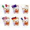History books cartoon character bring the flags of various countries