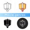 History epic icon. Linear black and RGB color styles. Common movie genre, filmmaking category. Medieval action adventure