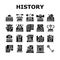 History Learn Educational Lesson Icons Set Vector
