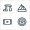 History line icons. linear set. quality vector line set such as shield, documentary, pyramid