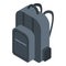 Hitchhiking black backpack icon, isometric style