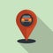 Hitchhiking car location icon, flat style