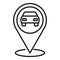 Hitchhiking car location icon, outline style