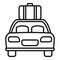 Hitchhiking family car icon, outline style