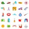 Hitchhiking icons set, cartoon style