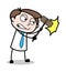 Hitting Hammer on the Wall - Office Businessman Employee Cartoon Vector Illustration