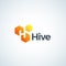 Hive Absrtract Vector Sign, Symbol or Logo Template. Honey Comb or Cells with Incorporated Letter H. Gradient Icon with