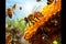 Hive hubbub bees and bugs flutter in orchestrated motion around their domain