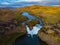 Hjalparfoss waterfall in South Iceland at sunset