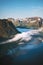 Hjorundfjord landscape in Norway mountains aerial clouds view travel Sunnmore Alps beautiful destinations