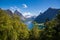 The Hjorundfjord and the Sunnmore Alps near Trandal, More og Romsdal, Norway