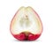 Hlaf rose apple on white background