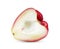 Hlaf rose apple on white background