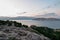 Hlam - Aerial sunrise view of idyllic island Prvic in Baska, Krk Island, Primorje-Gorski Kotar, Croatia, Europe