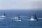 HMS Daring Type 45 Daring-class air-defence destroyer of the Royal Navy leading ships into Sydney Harbor