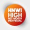 HNWI - High Net-Worth Individual acronym, business concept background