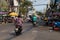 Ho Chi Minh City, Vietnam - 08-06-2019: colorful perspective of Bui Vien Street with numerous hotel, bar and shop sign boards,