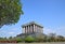 Ho Chi Minh Mausoleum in Hanoi Vietnam with big tree on the left