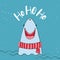 Ho ho ho - funny vector quotes and shark drawing.