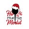 Ho ho ho pour the merlot - funny Christmas text, with glass silhouette.