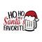 Ho ho ho Santa`s favorite- funny christmas text with hand drawn beer mug and Santa`s cap.
