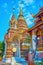 Ho Rakang belfry in front of Chedi of Wat Saen Muang Ma, Chiang Mai, Thailand