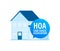 HOA - home owners association. House icon, label. Vector stock illustration