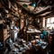 Hoarder\\\'s home filled with junk - ai generated image