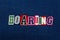 HOARDING Coronavirus COVID-19 symptom, text word collage, worldwide pandemic flu virus, fear and greed, colorful letters on blue d