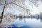 Hoarfrost landscape on Havel River Havelland, Germany