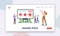 Hoarse Voice Landing Page Template. Tiny Doctor and Patient at Huge Infographics with Normal and Diseased Vocal Cords