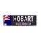 Hobart australia rusty plaque sign on white background.