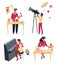 Hobbies leisure activity or pastime art and entertainment vector dancing and handmade craft telescope