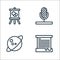 Hobbies line icons. linear set. quality vector line set such as beekeeping, astronomy, microphone