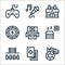 Hobbies line icons. linear set. quality vector line set such as football, poker cards, park, sleep, photography, casino chip, gym