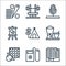 hobbies line icons. linear set. quality vector line set such as reading, mp player, knitting, juicer, camping, painting,