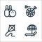 Hobbies line icons. linear set. quality vector line set such as sun bath, kite, darts