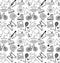 Hobbies men objects sport tourism coding monochrome seamless pattern