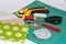 Hobby composition of patchwork quilting instruments, items and f