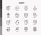Hobby thin line icons set: reading, gaming, gardening, photography, cooking, sewing, fishing, hiking, yoga, music, travelling,