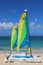 Hobie Cat catamaran ready for tourists at Bavaro Beach in Punta Cana