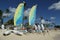 Hobie Cat catamaran ready for tourists at Playa Bayahibe Beach in La Romana