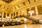 Hoboken, NJ / United States - March 3, 2020: Landscape view of the interior of the historic Hoboken Terminal.  Built in 1907, it