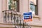 Hoboken, NJ, USA - May 4th 2020 : Sign on a residential stoop supporting  healthcare heroes and front line workers