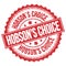 HOBSON`S CHOICE text on red round stamp sign