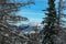 Hochanger - Panoramic view of snow capped mountain peak Hohe Veitsch on the way to mount Hochanger, Muerzsteg Alps