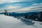 Hochanger - Scenic view of magical snow capped mountain peaks on the way to mount Hochanger, Muerzsteg Alps, Styria,