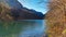 Hochblaser - Panoramic view of Leopoldsteiner lake in in Eisenerz, Ennstal Alps, Styria, Austria. Vibrant autumn coloured forest