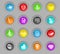 Hockey colored plastic round buttons icon set